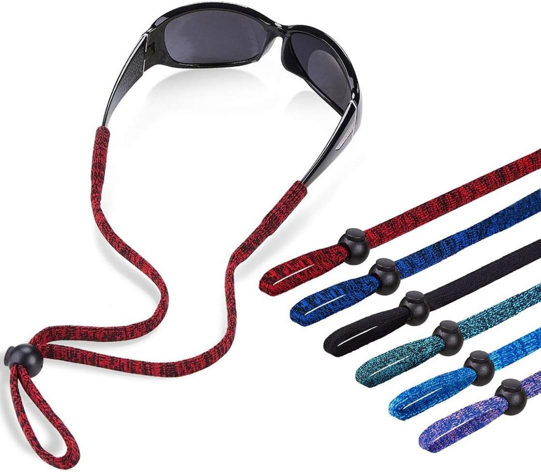 SHINKODA 6-Pack Glasses Strap - Universal Eyeglass Lanyard - Eyewear Retainer Cord for Reading, Safety, Sports & Sunglasses (Black & Space Dye(navy/Blue/Green/Purple/Red))