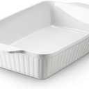 DOWAN Casserole Dish, 9x13 Ceramic Baking Dish, Large Lasagna Pan Deep for Oven, 4.2 Quarts Baking Pan with Handles, Oven Safe and Durable Bakeware for Lasagna, Home Decor, Wedding Gift, White