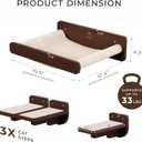 Space-Saving Cat Wall Shelves Interactive Cat Wall Climber with Hammock & Dog Proof Feeding Station for Small & Medium Indoor Breeds Solid Walnut Wood with Beige Carpet