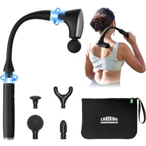 2-in-1 Detachable Muscle Massage Gun Deep Tissue with 20'' Extension Handle, Back and Neck Massager for Pain Relief, Handheld Massager for Shoulder Lower Back Leg Waist, FSA-HSA Eligible (Black)