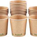 Restaurantware-Sustain 4 Ounce BPI-Certified Hot Cups, 50 Single Wall Coffee Cups - Lids Sold Separately, Leakproof PLA Coating, Compostable Kraft Paper Cups, For Hot Or Cold Drinks