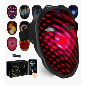 MEGOO Led Mask with Bluetooth Programmable App,Shining Led Light Up Face Mask for Adult Kid Halloween Masquerade Party