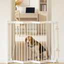 No Pawblems Retractable Safty Gate, Metal Adjustable Dog Gate for Doorways, Stairs & Hallways, Expands to 38" Wide, Auto Retract Design, No Bottom Bar, White