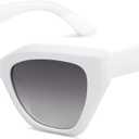 SOJOS Square Cat Eye Polarized Sunglasses for Women Retro Classic Vintage Trendy Cateye Shades Sunnies Gafas de sole SJ2235 (White)