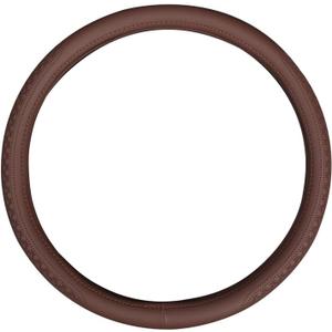 20 inch Leather Steering Wheel Cover Rubber Inner Ring All Car Universal Four Seasons Universal Anti-Slip for semi Truck (Brown, 20inch)
