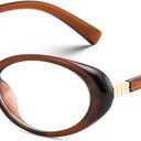 FEISEDY Oval Blue Light Glasses for Woman Vintage Small Face Lightweight Eyeglasses Retro Nerd Y2K Frame B0290 (Transparent Tea)