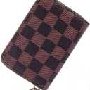 Ladies change card bag, zip storage bank card bag, small portable 11 large capacity storage bag, put banknote change credit card bag (Brown checkered pattern)