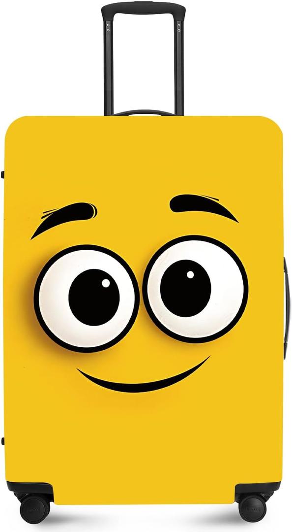 ANNA QUEEN Cute Emoticons Yellow Luggage Cover Washable Suitcase Protector Suitcase Cover Anti-Scratch,Stretchable Fit for 18-32Inch Luggage,Travel Bag Cover M(fits 22-25Inch suitcase)