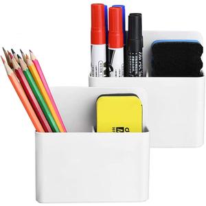 Marbrasse Magnetic Dry Erase Marker Holder,Pen and Eraser Holder for WhiteboardMagnet Pencil Cup Utility Storage Organizer for Office, Refrigerator, Locker and Metal Cabinets (2 Pack)