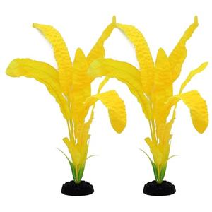 ALEGI Silk Aquarium Plants, 12 inch Artificial Silk Plants Decorations for Fish Tank,Aquarium Décor Plastic Plants (Yellow, 2 Pack)