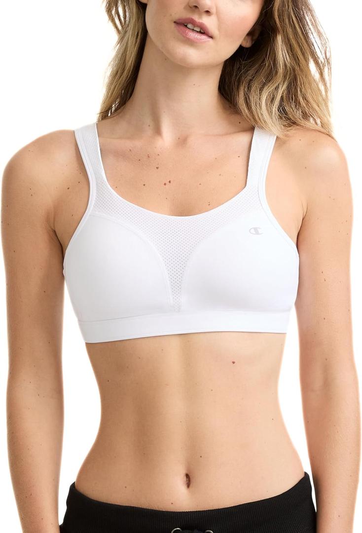 Champion Womens Sports Bra, High-Impact, Maximum Support, Breathable, Moisture Wicking (34C, White)