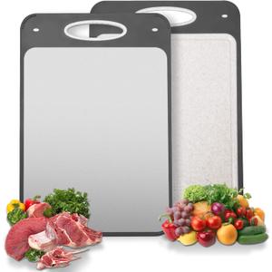 Titanium Cutting Boards for Kitchen - Katuchef Non Toxic Double Sided Metal for Meat/Fish & Wheat Straw PP for Fruits/Vegetables, Dishwasher Safe, Pure Titanium Easy Clean Chopping Board Large (15.8"L x 10.6"W)