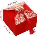 Abaodam Wedding Candy Boxes, 80pcs Chinese Favor Boxes with Tassel for Guests, Creative Bag Table Decorations for Engagement, Wedding Party, Bridal Shower, Celebration Gift (Red)