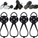 2 Pairs Ice Cleats for Shoes and Boots, Ice Snow Gripper Shoe/Boot Traction Cleats with 5 Steel Spikes, Non-Slip Gripper Spikes Crampons for Walking, Climbing, Outdoor