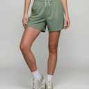 Real Essentials 4 Pack: Womens Active Athletic Performance Mesh Shorts with Pockets (Green, L)