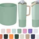 Silicone Higher Boot Compatible with Owala 30oz & 40oz FreeSip Sway Bottles & Tumblers, Large Protection Anti-slip Bottom Cover Sleeve for Freesip Sway Tumbler and Bottle (Eucalyptus)