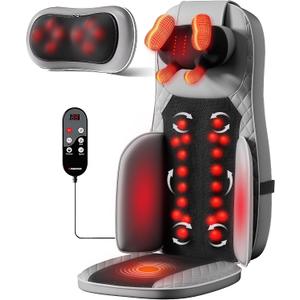 Massage Chair Pad, 3-in-1 Shiatsu Neck and Back Massager Cushion with Heat, Adjustable Height & Intensity, Full Body Massage Pad for Recliner and Sofa, Fathers Day Dad Gifts
