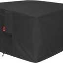 SheeChung Gas Fire Pit Cover Square-Premium Patio Outdoor Cover Heavy Duty Fabric with PVC Coating,100% Waterproof,Anti-Crack,Fits for 29”,30",31",32" Fire Pit/Table Cover (32”L x 32”W x 24”H,Black)