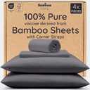 Bambaw 100% Viscose Derived from Bamboo Sheets Queen Size Set – 4pcs Cooling Sheet Set, Super Soft Sheets Queen Size, Luxury Bed Sheets, Deep Pocket Fits Up to 16'' Mattresses (Charcoal)