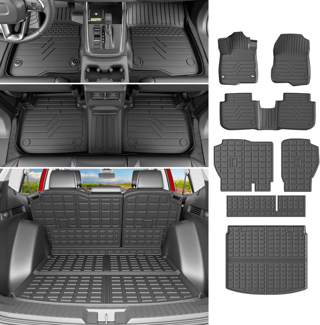 powoq Floor Liner Compatible with 2023-2026 Honda CRV Upper Deck Hybrid Trunk Mat Cargo Mat Trunk Liner Replacement for 23-26 CRV Accessories (Fit 23-26 Hybrid Upper Deck, Trunk+Backrest+Floor Mat)