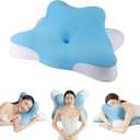 Reading Pillow for Bed, Lying, Leaning and Prone, Ergonomic Memory Foam Pillow for Headboard, Chin & Back Support Pillows on Bedrest Couch Floor- Blue
