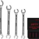 SEDY 4-Piece Flare Nut Wrench Set, Offset End Spanner Metric 9 10 11 12 13 14 15 17mm, CR-V Steel Storage Pouch Repair and Remove Nuts on Fuel Tube Hose Transmission Line