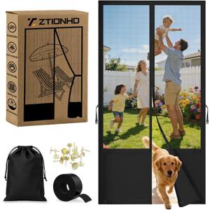 Magnetic Screen Door Fits 36x80 Inch Front Doors Heavy Duty Fiberglass Mesh,36 Magnets Auto Close,No Tools Installation,Keeps Bugs Out Lets Breeze in,Pet Kid Friendly with Storage Bag