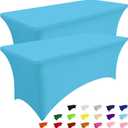 Smiry 2 Pack Spandex Table Cloth 6FT, Elastic Fitted Stretch Tablecloths for Rectangle Tables, Washable Table Cover for Outdoor, Wedding, Banquet & Parties (Blue Mist, 72Lx30Wx30H Inch)