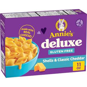 Annie's Deluxe Gluten Free Mac and Cheddar Shells, Rice Pasta & Cheddar Mac N Cheese, 11 oz (EXP 10/15/26)