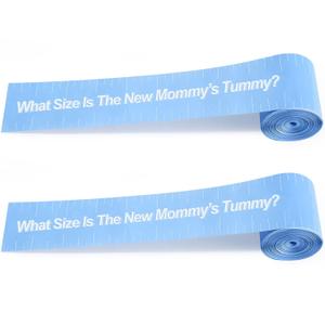 Sratte 2 Rolls 2 Inch x 150 Feet Baby Shower Measuring Tape Tummy Measure Belly Game Paper Belly Measuring Tape for Baby Shower Party Decorations Supplies (Sky Blue)