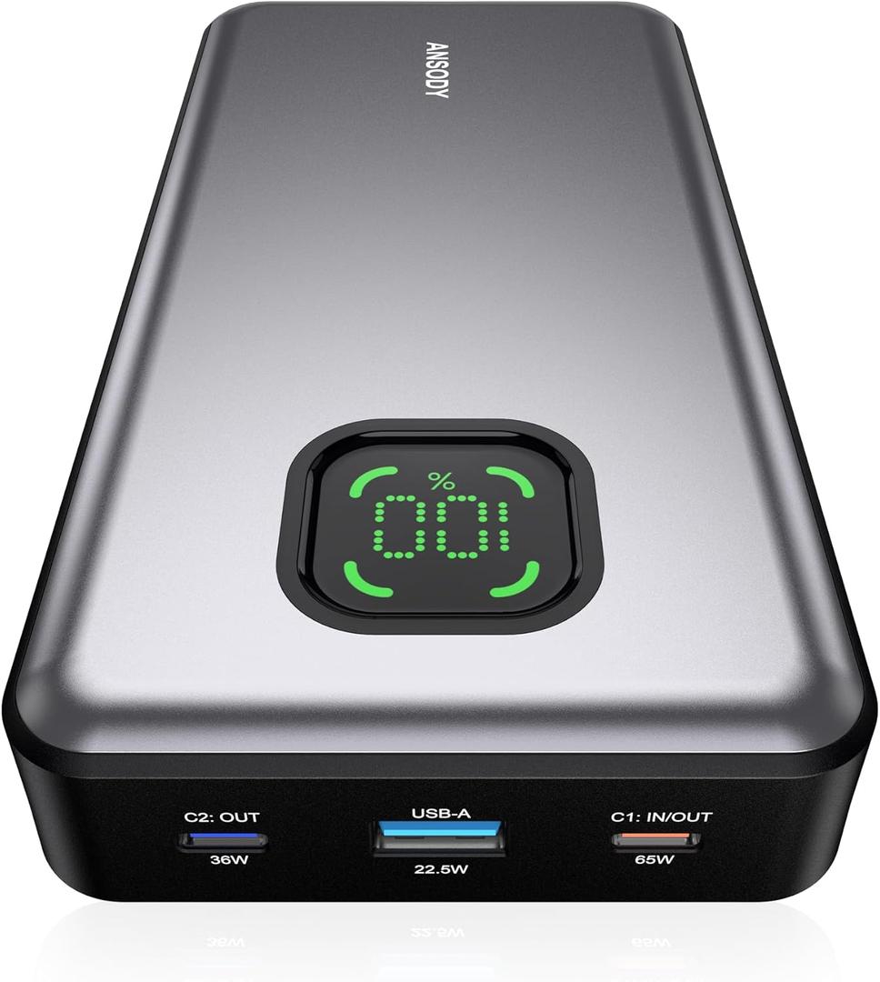 65W Power Bank, 25000mAh Laptop Portable Charger, 100W Total Fast Charging Battery Pack for MacBook Dell XPS iPad Tablet Steam Deck iPhone 17-12 Series Samsung Switch and More Silver