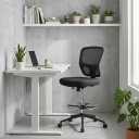 Armless Drafting Chair Tall Office Chair Adjustable Height High Back Ergonomic Desk Chair Drafting Stool Rolling Bar Stools Chairs with Footrest and Wheels