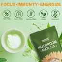 Mushroom Matcha with 6 Adaptogenic Mushrooms and Ceremonial-Grade Matcha, MCT Oil, Coconut Milk Powder for Better Energy, Focus, Digestion and Immunity, 30 servings (EXP 08/01/27)
