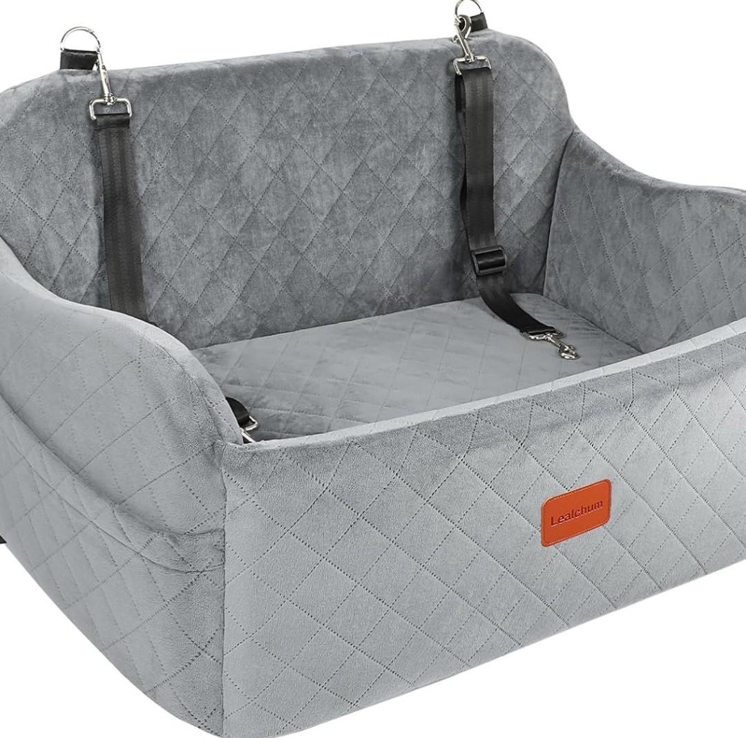 Dog Car Seat, Soft Memory Foam Filled Three-Dimensional Pet Safety Seat, Detachable, Machine Washable, Anti-Skid Base, Suitable for Small and Medium-Sized Dog Car Travel Warm Nest, 2 Safety (Gray)