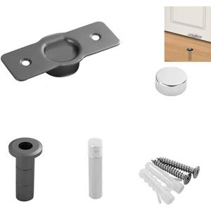 Invisible Magnetic Door Stop, Strong Anti-Collision, Concealed, for Bottom of Door (Grey) (Gray)
