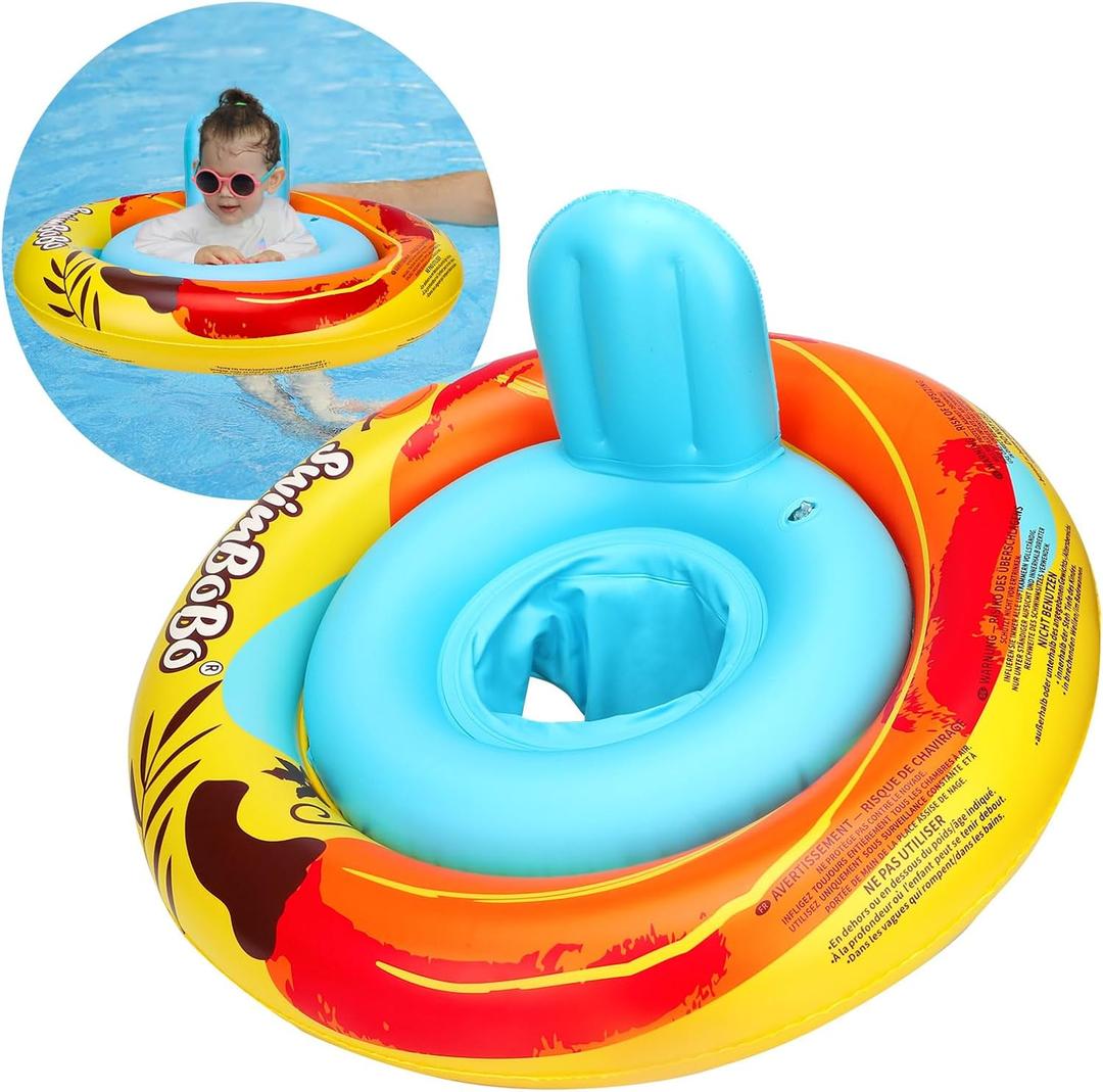 Inflatable Baby Swimming Float with Safety Seat Fun Swimming Pool Toys for Age 6-36 Months Toddler