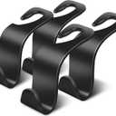 Car Seat Headrest Hook 4 Pack - Universal Auto Seat Hook Hanger Storage Organizer Holder (Black)