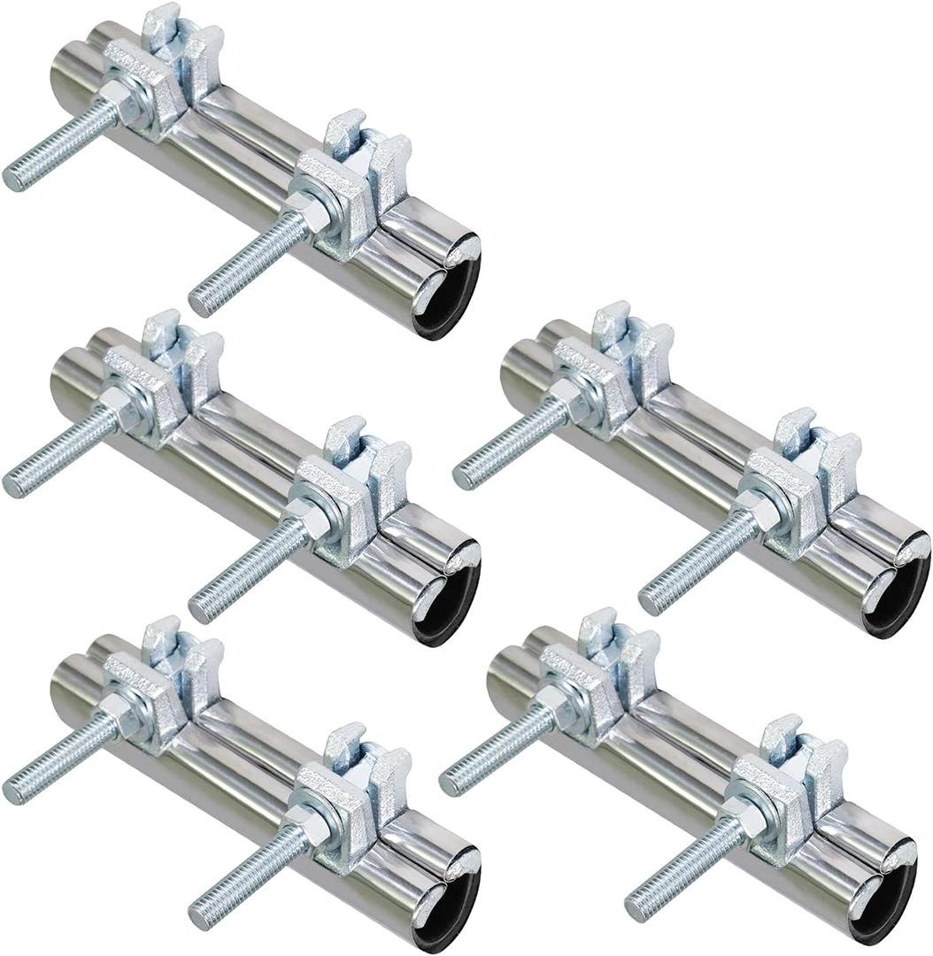 HIGHCRAFT 60075TTSD-5 Pipe Repair Clamp 3/4'', Double Bolt, 6 Long, Stainless Steel (5 Pack), Chrome