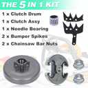 Adefol 325" 7T Clutch Drum Kit for 455 455E 460 Rancher 461 Chainsaw, 455 Clutch Drum Bearing Kit with Bumper Spike Felling Dog Bar Nuts Replacement Parts for 537291702, 537291602, 503973801