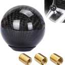 ecocstm Carbon Fiber Shift Knob, Round Ball Shifter Knobs with 3 Adapters, Weighted Gear Shift Knob, Car Stick Shifter Accessories, Compatible with Most Manual Vehicles (Black)