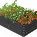 Outside Raised Garden Bed Kit for Vegetables, Herbs, Flowers, and Fruits, 3.0x1.8x1.0ft Planters Box for Outdoor Plants, Black