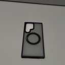 Compatible with Samsung Galaxy S22 & S23 Ultra Case with 360Rotatable Magnetic Ring Stand Compatible with Mag-Safe Military Protection Shockproof Translucent Phone Case, Black