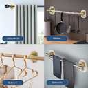 6PCS No Drill Curtain Rod Brackets Self Adhesive Curtain Rod Holder Curtain No Drilling Rod Hooks Nail Free Adjustable Curtain Rod Holders Curtain Hangers for Bathroom Kitchen Renter Gold