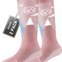 OutdoorMaster Merino Wool Ski Socks for Kids, Boys & Girls, Thermal Winter Warm Snowboarding Socks for Cold Weather (Small, Mt View - 2 Pack)