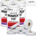 Perco Black Print on White USE by Labels for Monarch 1131 Price Gun - Buy 2 Sleeves Get 1 Free! 24 Rolls, 60,000 Labels - with Bonus Ink Rolls