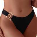 ZAFUL Women Cheeky Bikini Bottoms Wave Swimsuit Swim Briefs Bathing Basic Suit Bottom 8-Black S (Black, L)