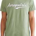 AEROPOSTALE Men's Script Logo Short Sleeve Tee, Dry Sage, Small