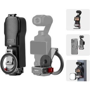 BRDRC Pocket 3 Magnetic Mount, Phone Holder for MagSafe Aluminum Alloy Magnet Expansion Adapter with Cold Shoe for DJI OSMO Pocket 3 Creator Combo Accessories (with Protective Cover)
