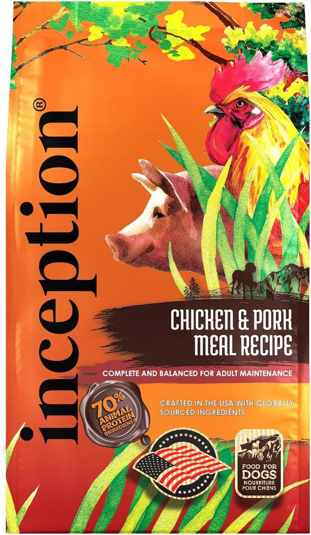Inception Dry Dog Food Chicken & Pork Meal Recipe Complete and Balanced Dog Food Legume Free Meat First Dry Dog Food 27 lb. Bag (27 Pound (Pack of 1)), Best By Aug 23 2025
