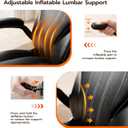 Ylzyxal Office Desk Chair, Ergonomic Computer Chair with Padded Flip-Up Arms and Adjustable Lumbar Support, PU Leather Executive Chair with Tilt Lock and 360 Swivel Rolling Wheels for Work, Study
